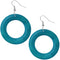 Blue Wooden Hoop Earrings