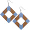 Blue Wooden Rhombus Shape Dangle Earrings