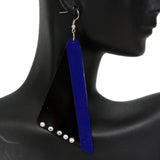 Blue Wooden Right Angle Geometric Earrings