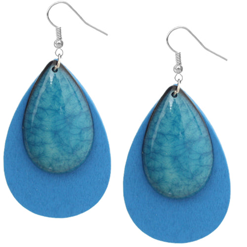 Blue Wooden Earrings