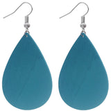 Blue Tree Of Life Wooden Teardrop Earrings