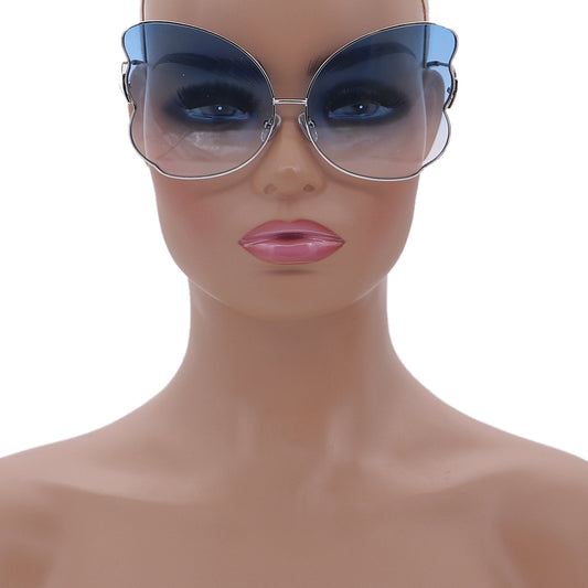 Blue Butterfly Shaped Gradient Tinted Sunglasses