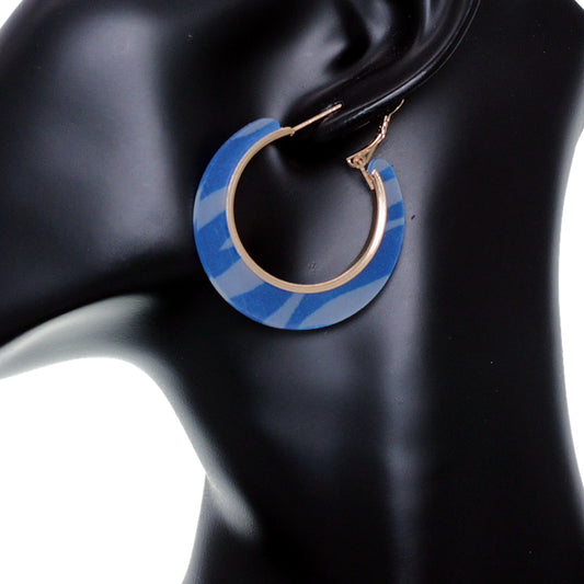 Blue Zebra Print Mini Hoop Earrings