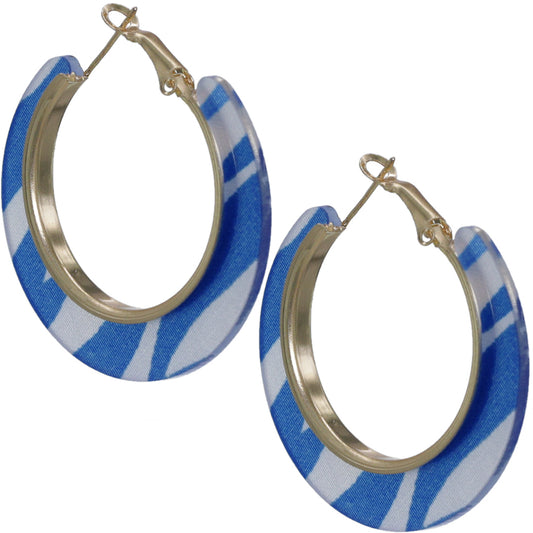 Blue Zebra Print Mini Hoop Earrings