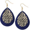 Blue Tiger Print Teardrop Earrings