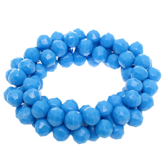 Blue Beaded Stretch Barbell Bracelet