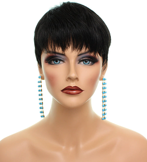 Blue Elegant Beaded Drop Earrings