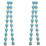 Blue Elegant Beaded Drop Earrings