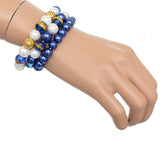 Blue Faux Pearl Beaded Stretch Bracelets