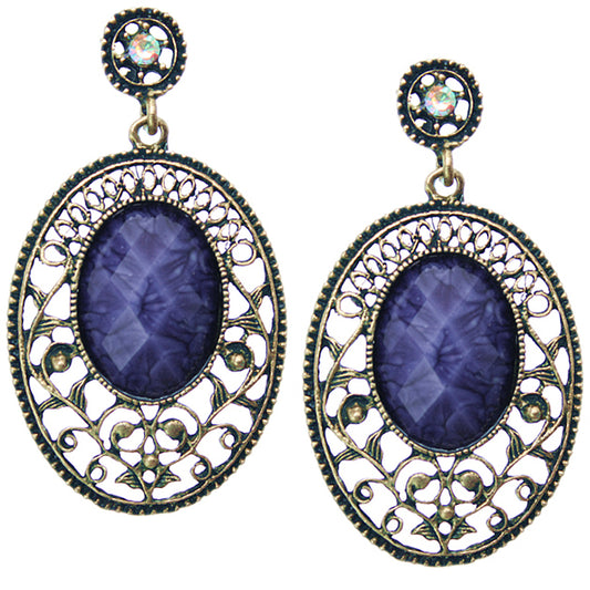 Blue Beaded Cutout Post earrings