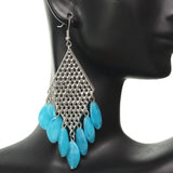 Blue Metal Bead Earrings