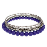 Blue Beaded Twist Stack Bangle Bracelets