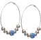 Blue Beaded Rhinestone Fireball Hoop Earrings