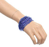 Blue Iridescent Beaded Stretch Stacked  Bracelets