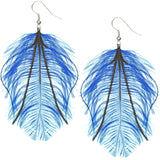 Blue Black Soft Shaft Feather Earrings