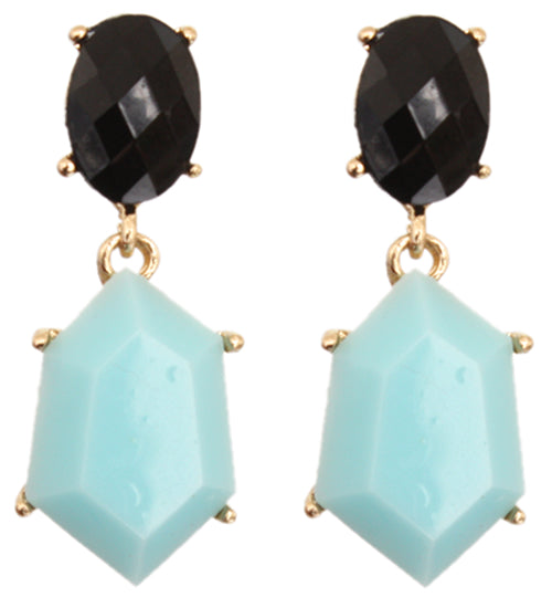 Black Blue Two Tone Post Earrings