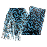 Blue Lightweight 3 in 1 Zebra Print Sheer Scarf