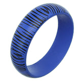 Blue Wooden Zebra Print Bangle Bracelet
