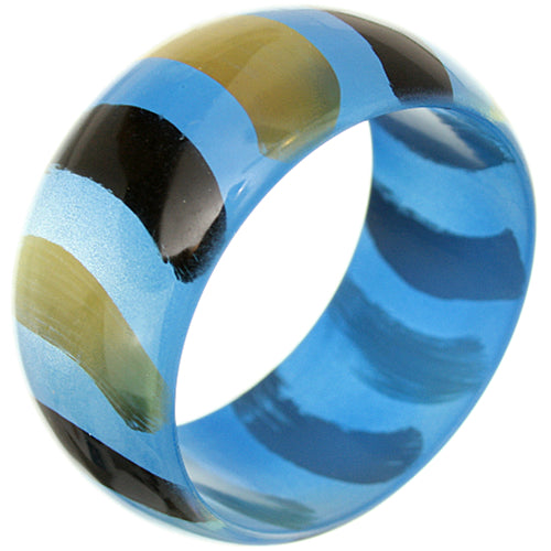 Blue Painted Striped Bangle Bracelet