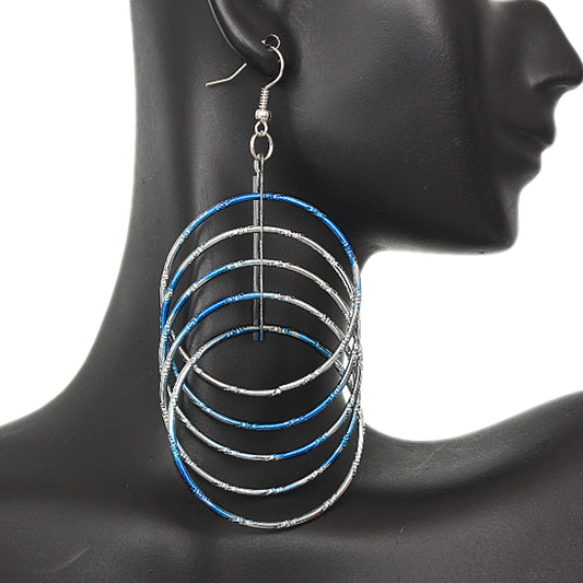 Blue Intertwined Hoop Earrings