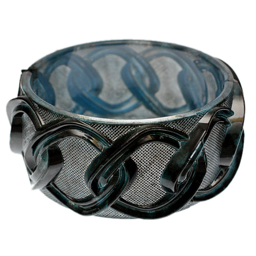 Blue Chain Link Texture Hinged Bracelet