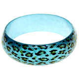 Blue Cheetah Print Glossy Bangle Bracelet