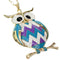 Purple Blue Chevron Owl Charm Necklace