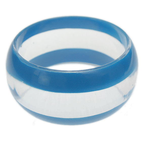 Blue Clear Striped Round Bangle Bracelet