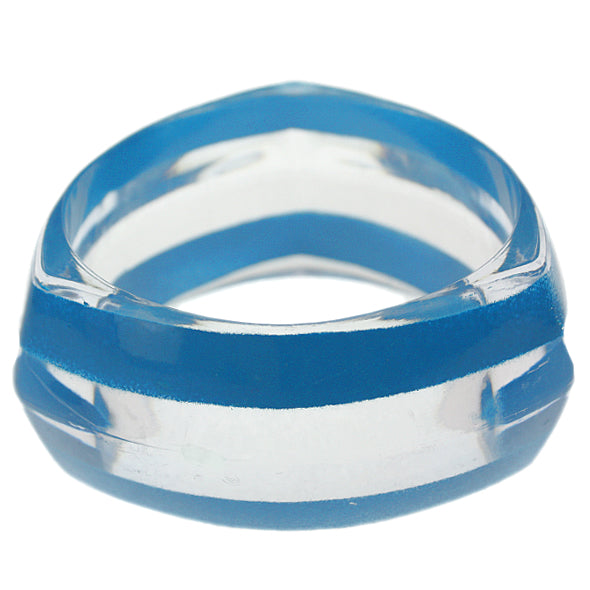 Blue Clear Striped Triangular Bangle Bracelet