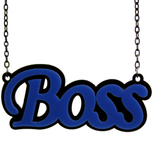 Blue Comic Laser Cutout Boss Chain Necklace
