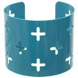 Blue Cutout Cross Metal Cuff Bracelet