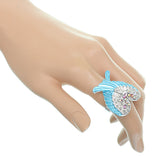 Blue Double Wing Rhinestone Adjustable Ring