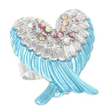 Blue Double Wing Rhinestone Adjustable Ring
