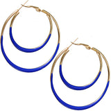 Blue loop hoop earrings