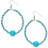 Blue Disco Ball Bead Hoop Earrings