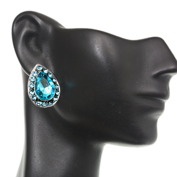 Blue Teardrop Gemstone Post Earrings