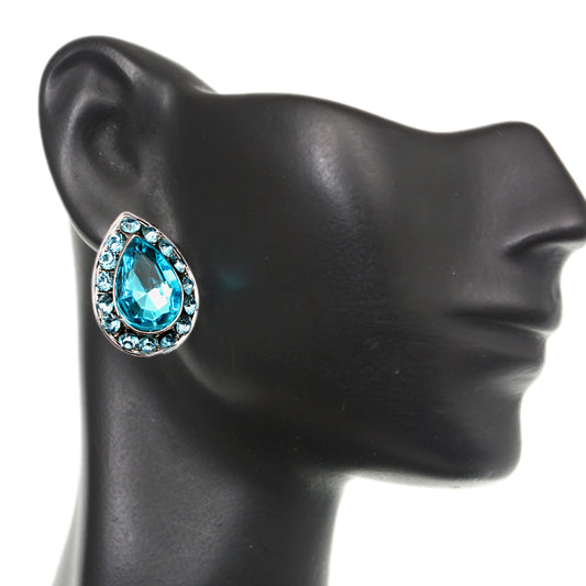 Blue Teardrop Gemstone Post Earrings