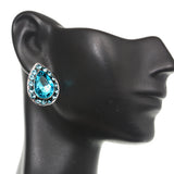 Blue Teardrop Gemstone Post Earrings