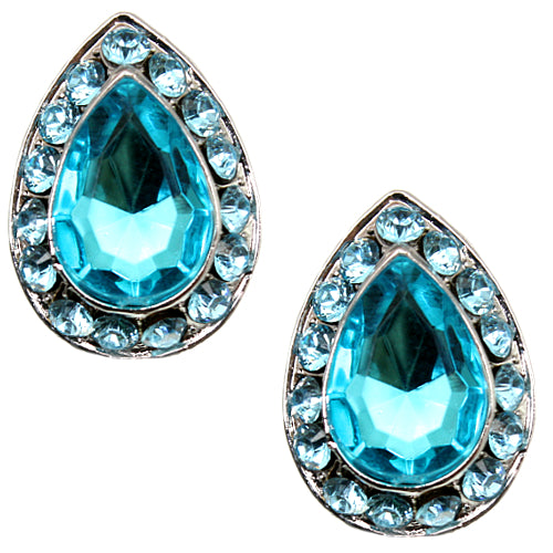 Blue Teardrop Gemstone Post Earrings