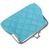 Blue Faux Leather Quilted Kisslock Coin Purse