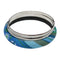 Blue Multicolor Fabric Wrapped Bangle Bracelet Set