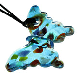Blue Glass Butterfly Confetti Cord Necklace