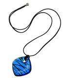 Blue Glass Murano Cord Charm Necklace