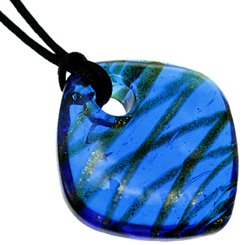 Blue Glass Murano Cord Charm Necklace