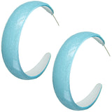 Blue Glossy Glitter Hoop Earrings