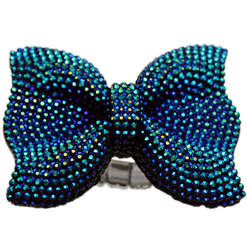 Blue Green Large Sparkle Bow Stretch Ring