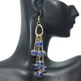 Blue Beaded Drop Chain Dangle Earrings