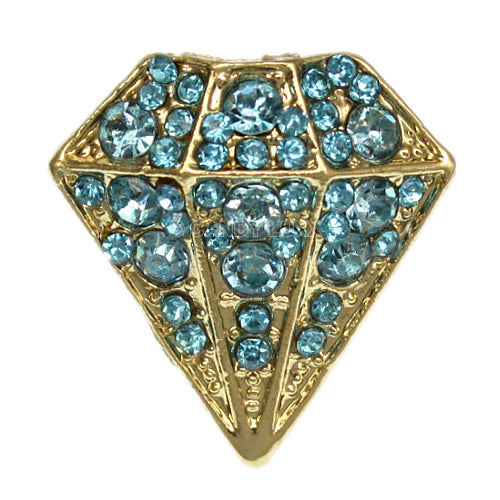 Blue Diamond Shaped Rhinestone Adjustable Ring