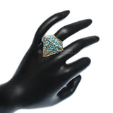 Blue Diamond Shaped Rhinestone Adjustable Ring