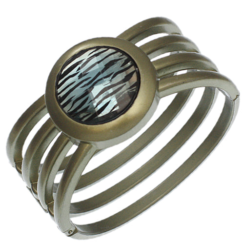 Blue Zebra Gemstone Hinged Bracelet